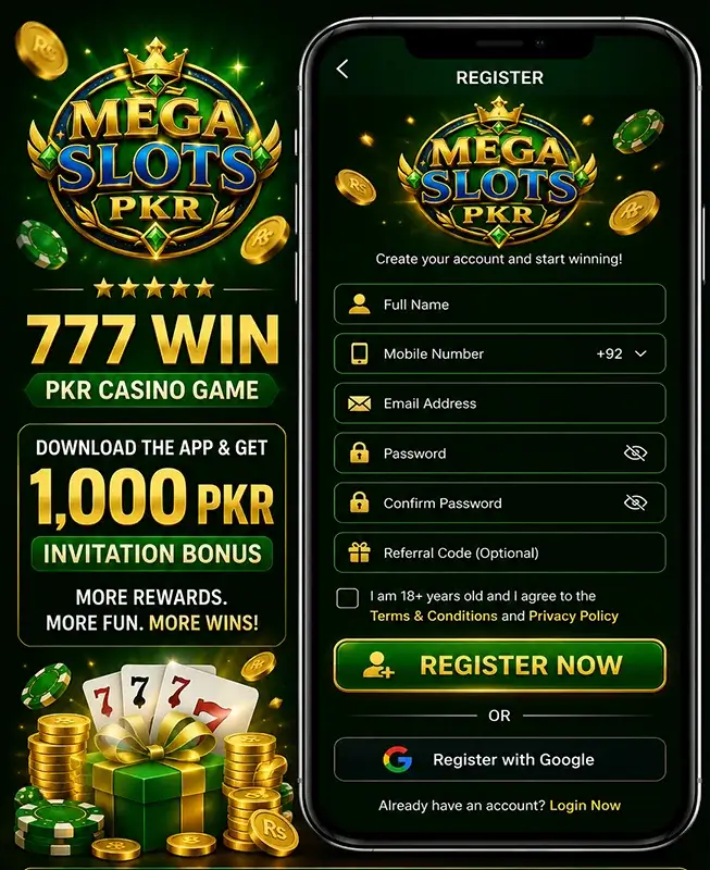 Mega Slots PKR Register