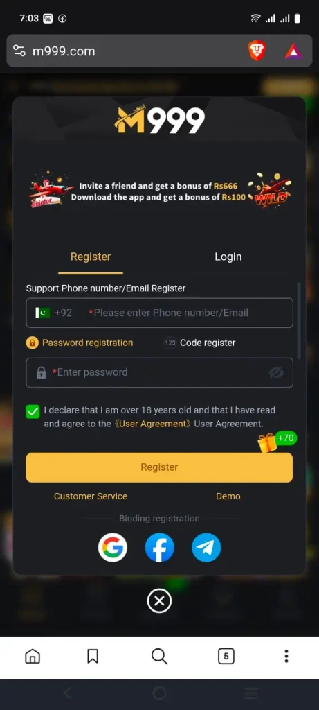 m999 game login & register guide