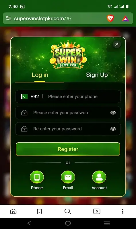 singup, login supper win slot pkr game